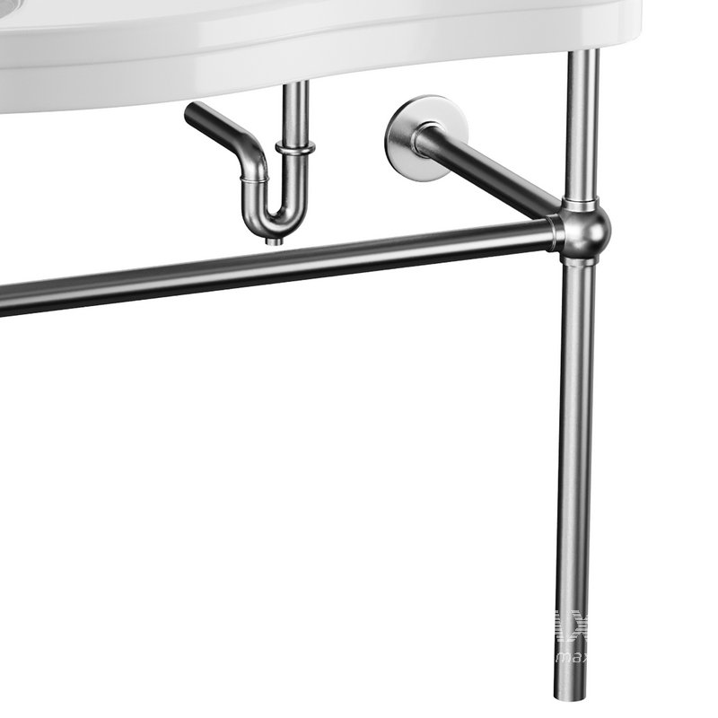 White Console Sink Double Deluxe with Black Nickel Bistro Legs - Image 12