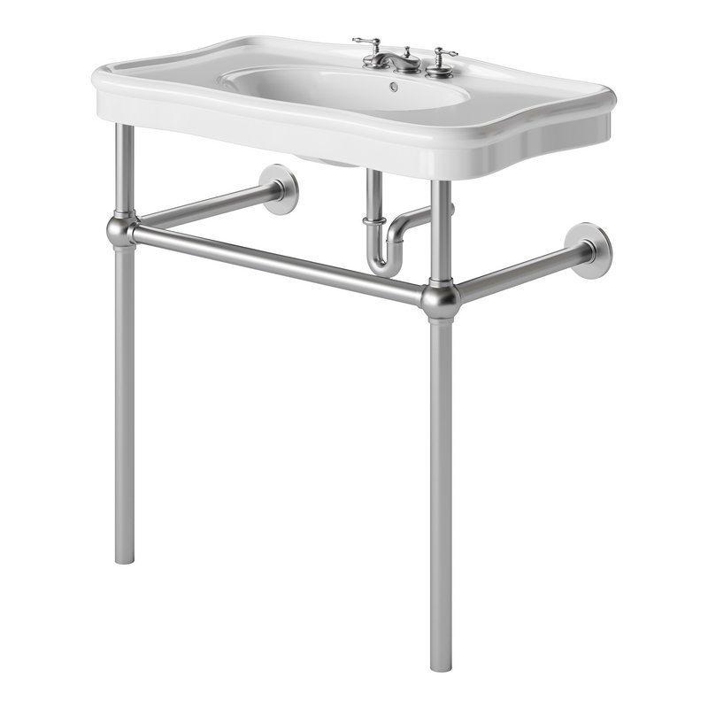 Console Sink Porcelain Belle Epoque with Black Nickel Support Legs - Image 11