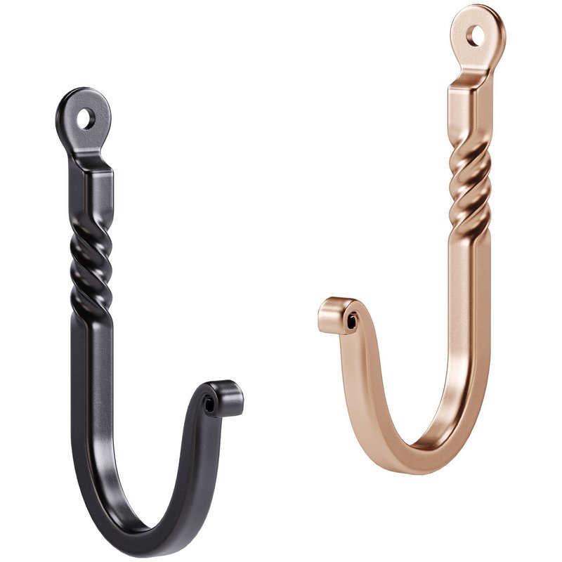 Black Wrought Iron Wall Mount Hooks - Image 1