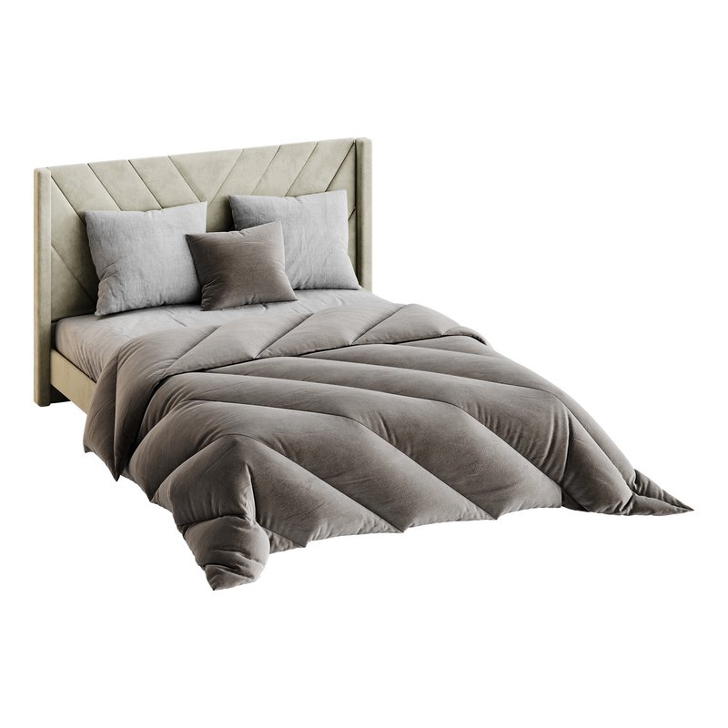 Easyfashion Modern Upholstered Platform Queen Bed with Slat Support Light Gray - Image 11