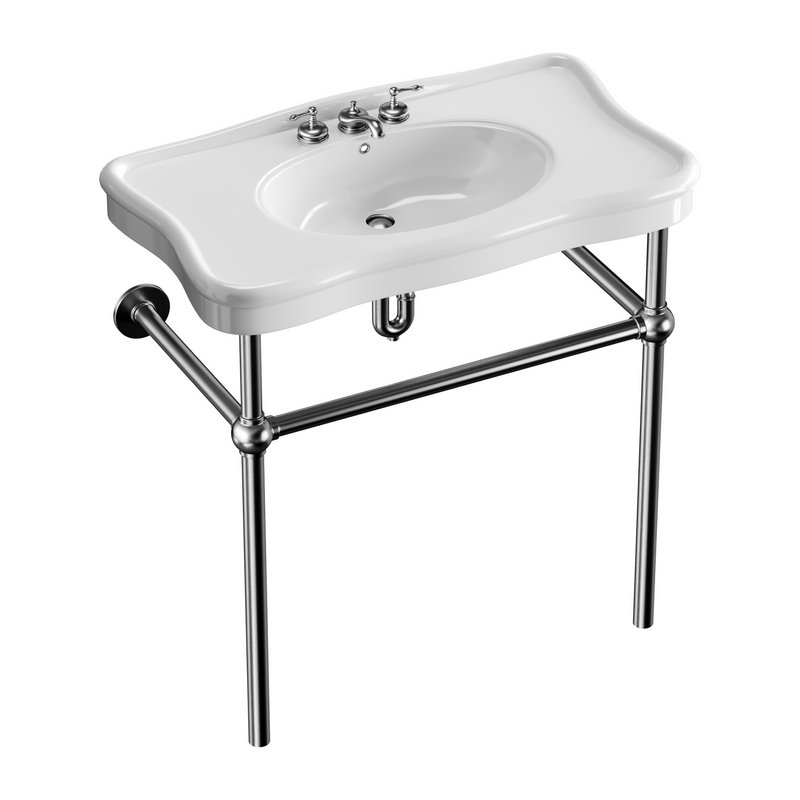 Console Sink Porcelain Belle Epoque with Black Nickel Support Legs - Image 1