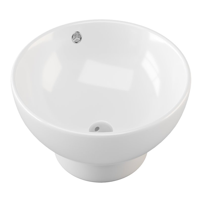 Round Countertop Vessel Bathroom Sink White with Overflow - Image 12