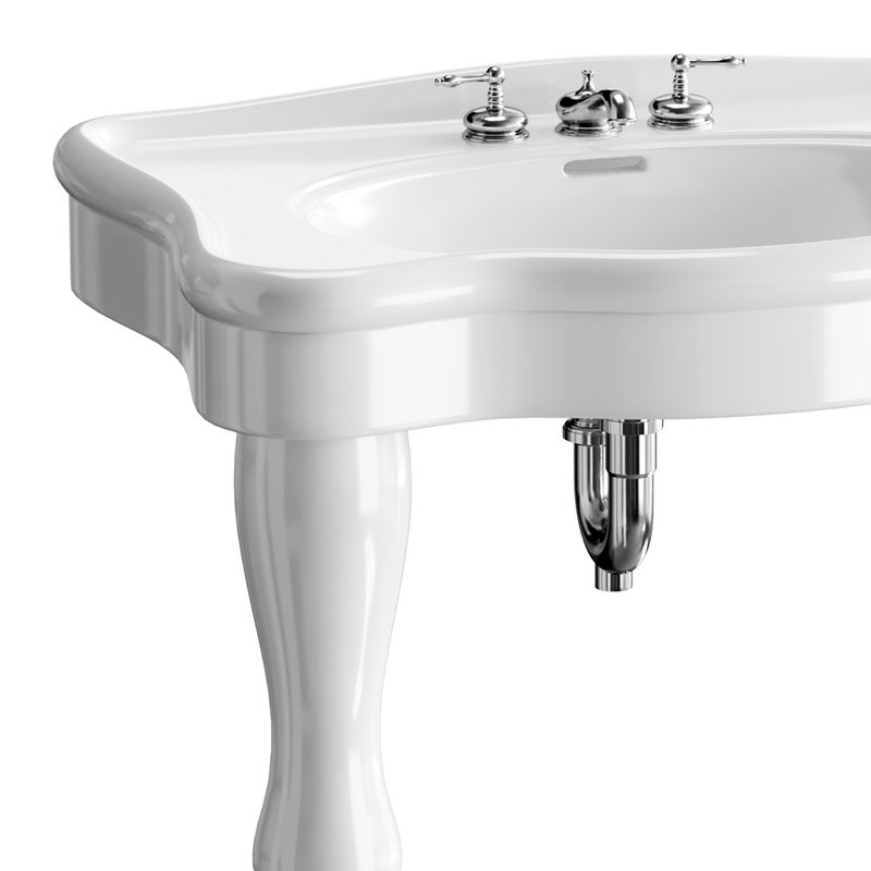 White Console Sink China Two Spindle Legs - Image 13