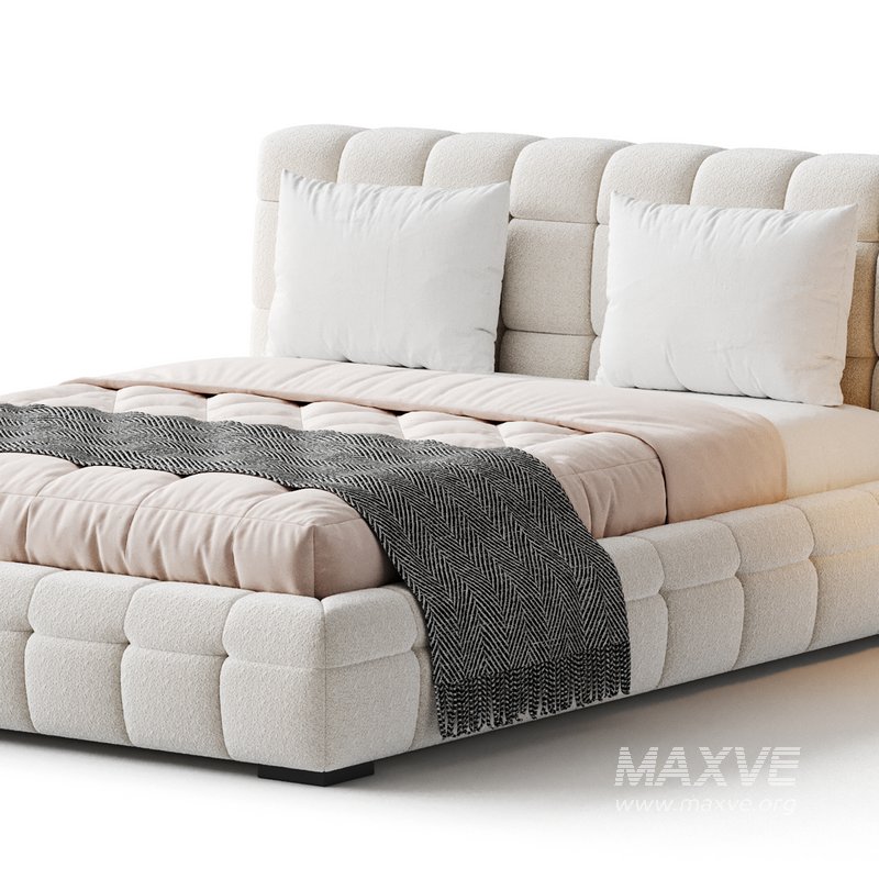 Addie White Boucle Minimalist Modern Bed - Image 13