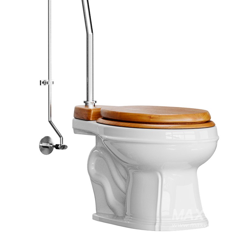 White High Tank Toilet with Round Bowl Chrome Plate Z-Pipe - Image 14