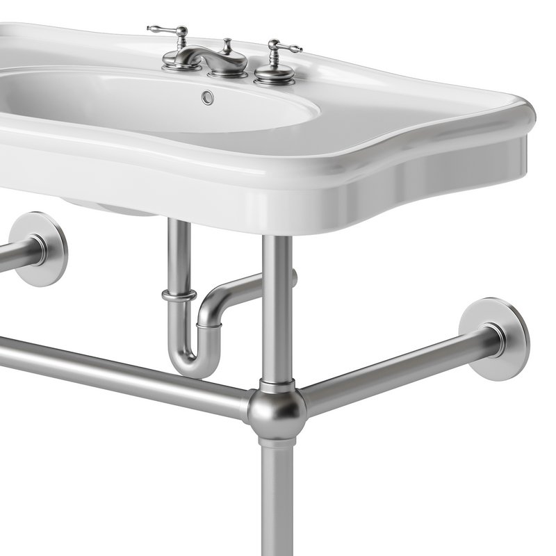 Console Sink Porcelain Belle Epoque with Black Nickel Support Legs - Image 12