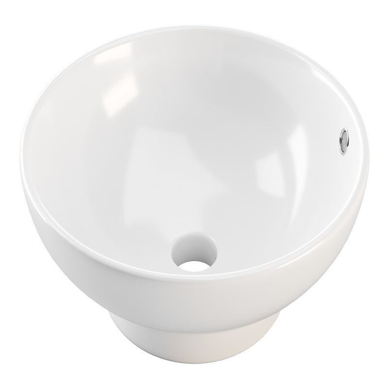 Round Countertop Vessel Bathroom Sink White with Overflow - Image 13