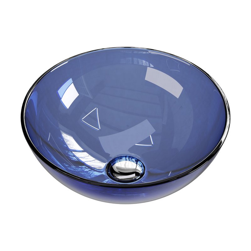 Blue Tempered Glass Vessel Sink - Image 1