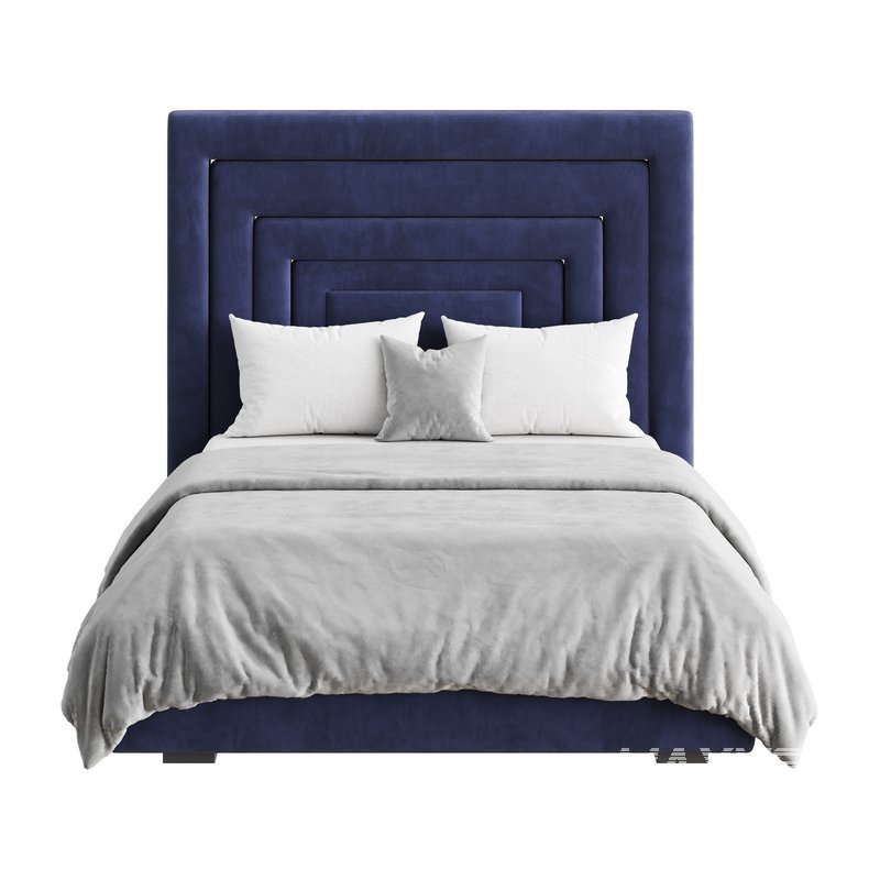 Maklaine Contemporary Navy Velvet Full Bed - Image 13