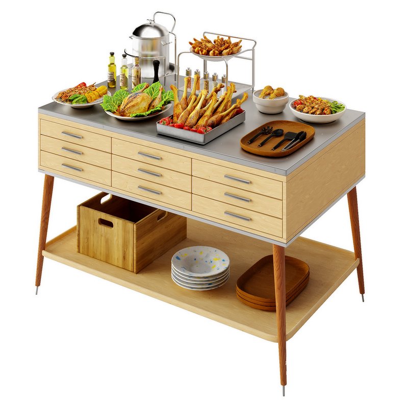 Food Serving Table with Poultry Dishes - Image 2