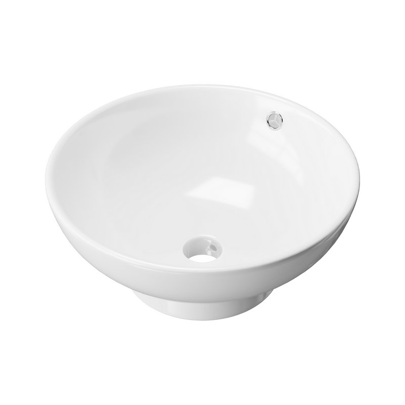 Round Countertop Vessel Bathroom Sink White with Overflow - Image 1