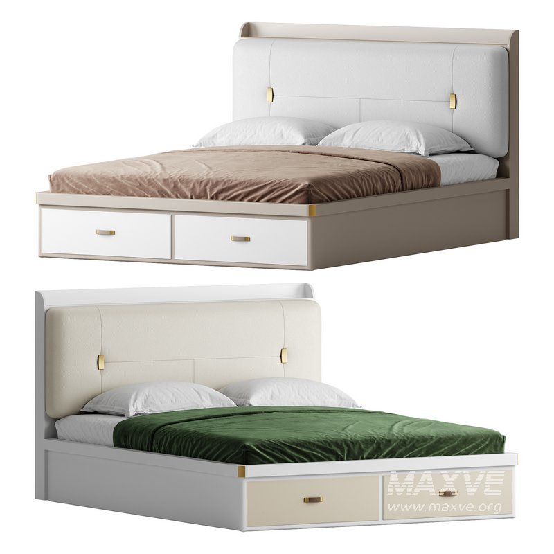 White Wooden Luxury Leather Upholstered Bed - Image 1