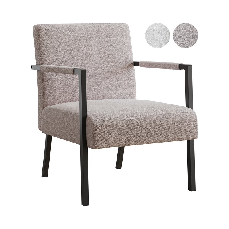 Hatton Steel Frame Boucle Accent Chair-Grey - Image 1