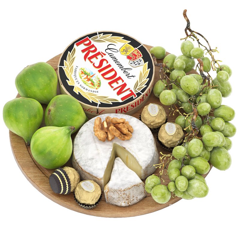 plate of cheese figs and grapes - Image 1