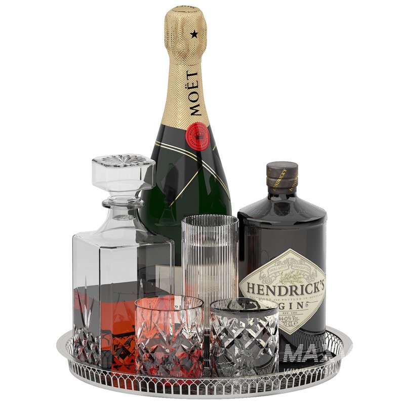 tray of whisky and champagne - Image 1