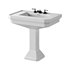 White Large Vitreous Victorian Pedestal Sink with Widespread Black Belle Faucet - Thumbnail 1