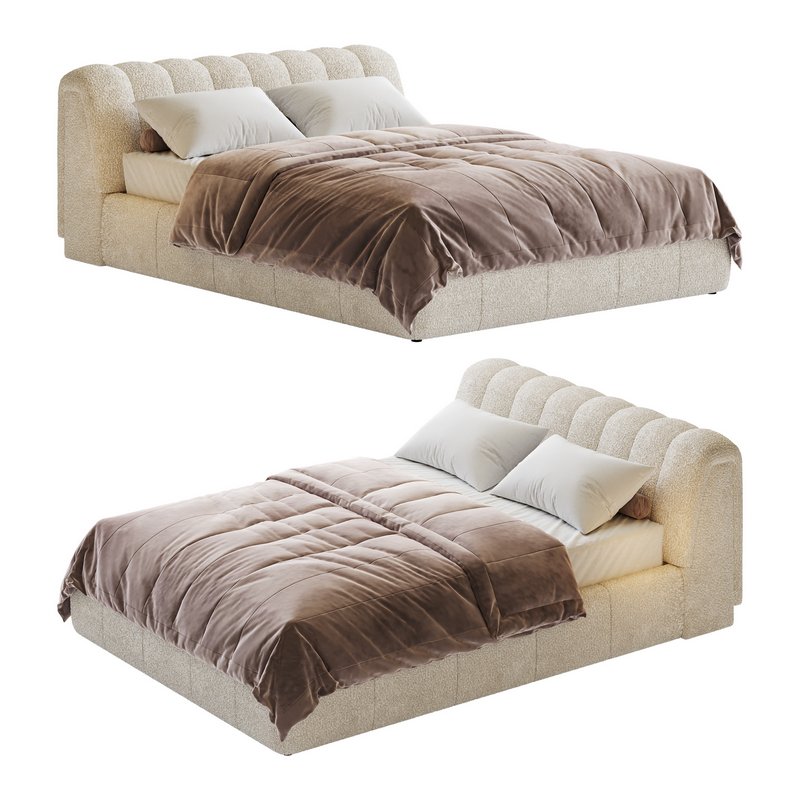 Salami Queen Bed – Maya Cream Boucle - Image 1