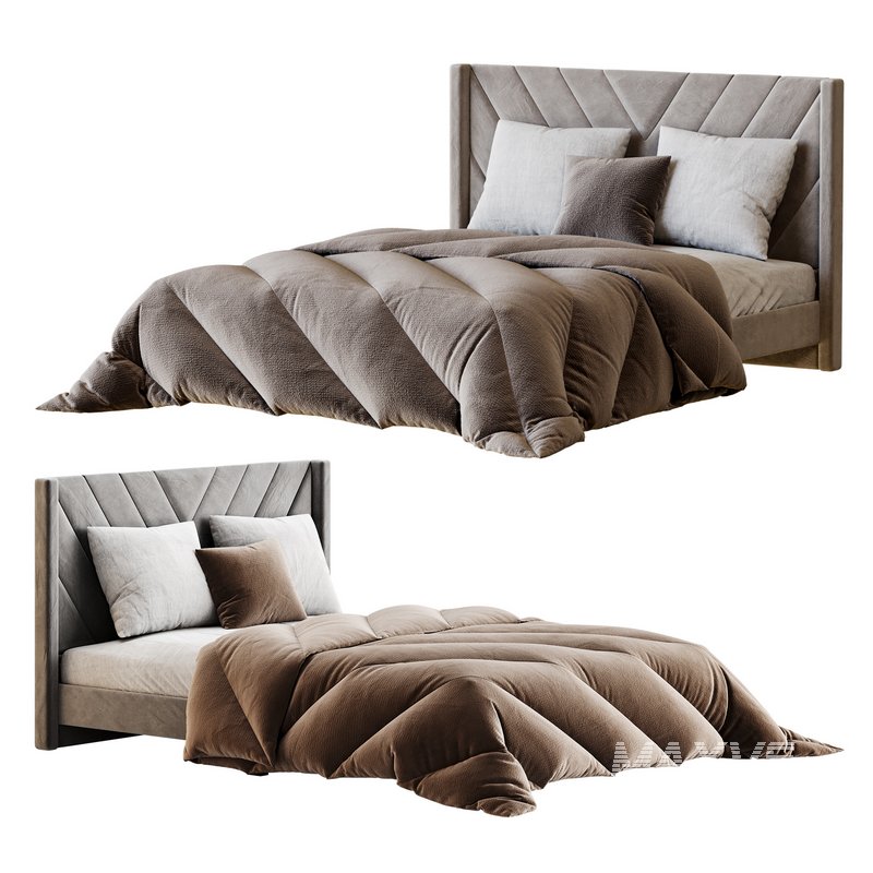 Easyfashion Modern Upholstered Platform Queen Bed with Slat Support Light Gray - Image 1