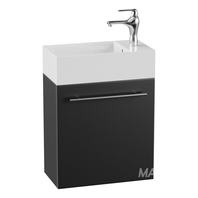 Small Wall Mounted Cabinet Vanity Bathroom Sink Cabinet Black - Image 1