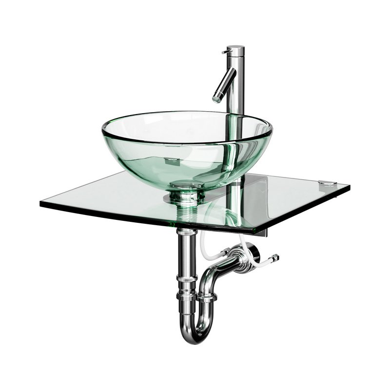 Unique Tempered Glass Wall Mount Vessel Sink - Image 1