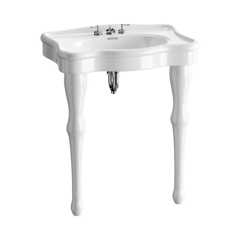 White Console Sink China Two Spindle Legs - Image 1