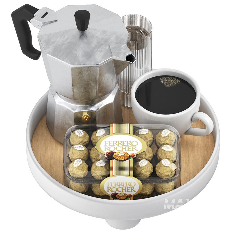 round platform tray with coffee and ferrero rocher - Image 4