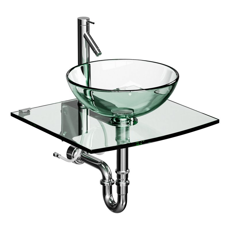 Unique Tempered Glass Wall Mount Vessel Sink - Image 2