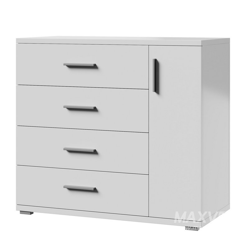 Komod INNOVO White Black Wood - Image 2