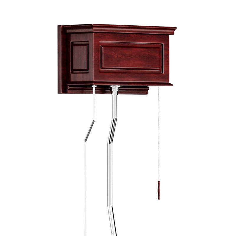 Dark Oak High Tank Pull Chain Toilet Wooden Tank Round Bowl - Image 2