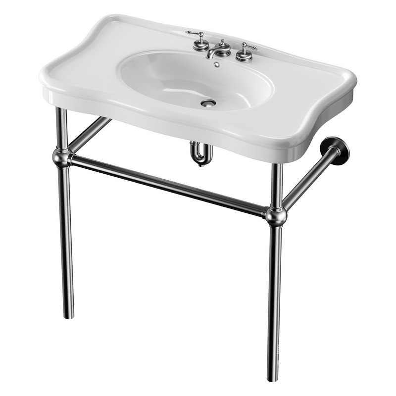 Console Sink Porcelain Belle Epoque with Black Nickel Support Legs - Image 6