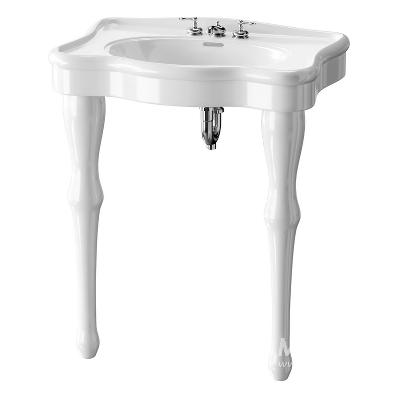 White Console Sink China Two Spindle Legs - Image 4