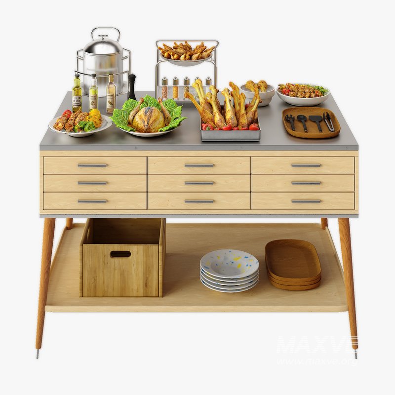 Food Serving Table with Poultry Dishes - Image 1