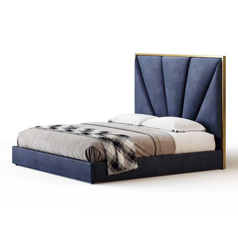 Royal Blue Upholstered Luxury King Size size Bed - Image 3
