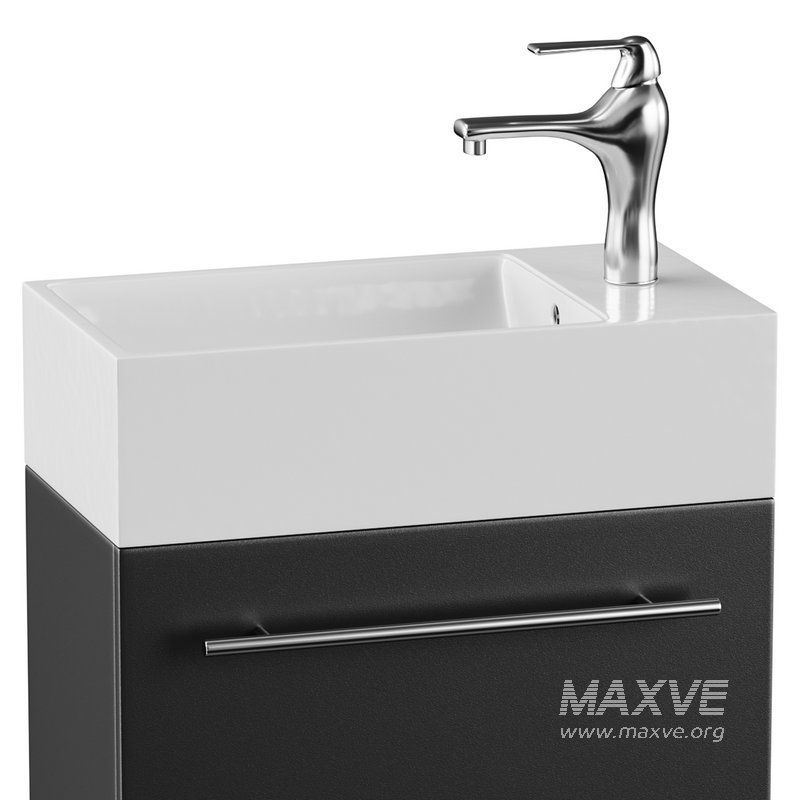 Small Wall Mounted Cabinet Vanity Bathroom Sink Cabinet Black - Image 2