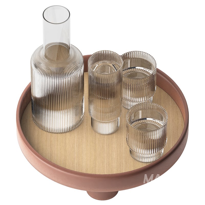 round platform tray with ripple carafe water - Image 3