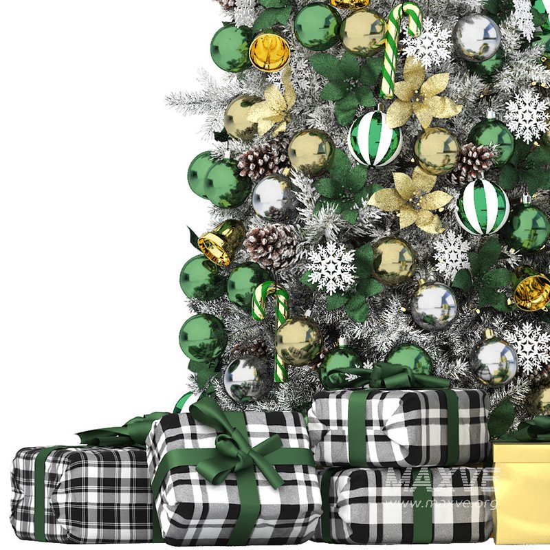 christmas tree with green ornaments - Image 3