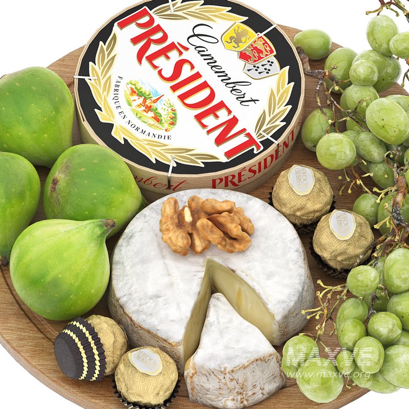 plate of cheese figs and grapes - Image 3