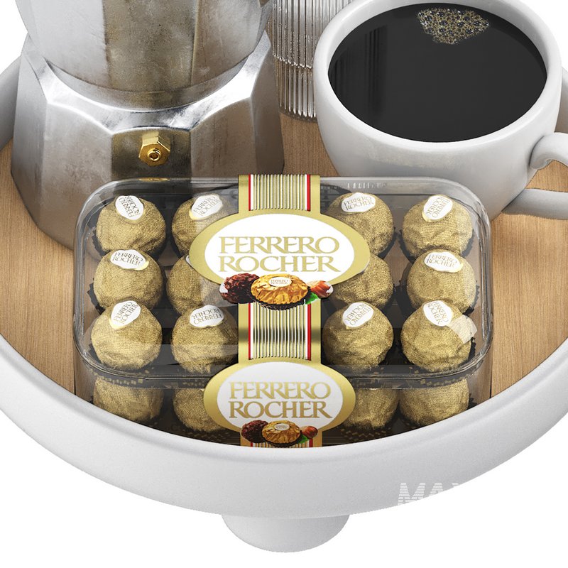round platform tray with coffee and ferrero rocher - Image 3