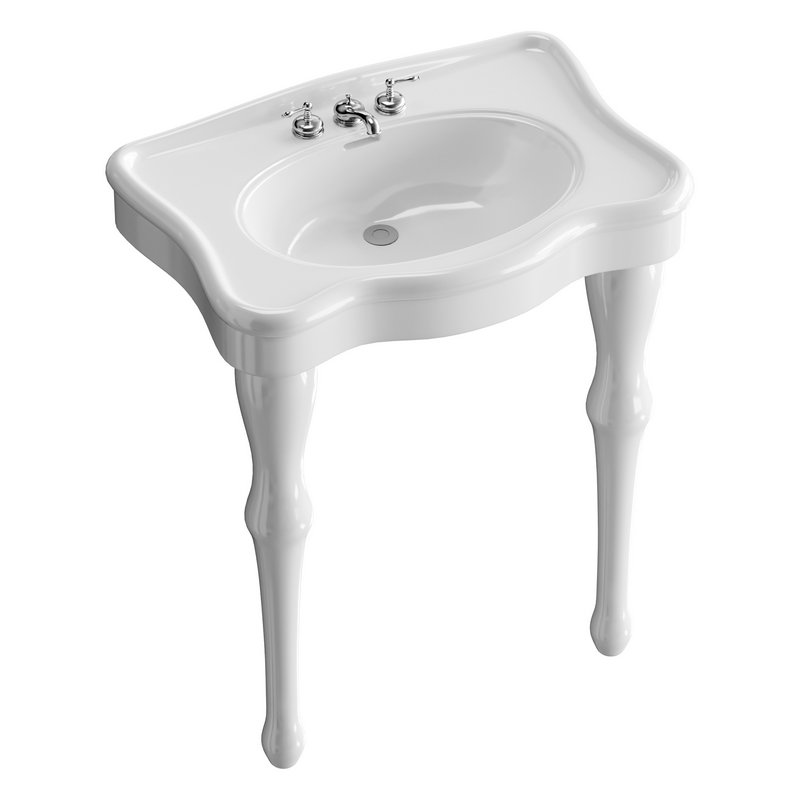 White Console Sink China Two Spindle Legs - Image 2