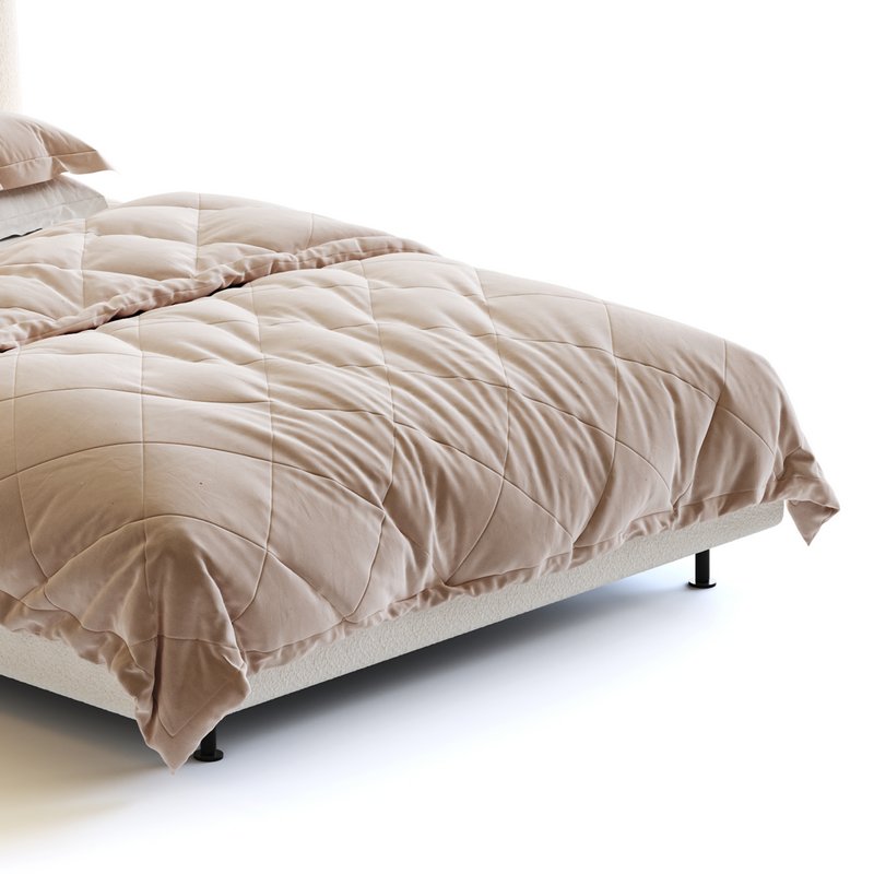 Dylan White Boucle Minimalist Bed Frame - Image 4