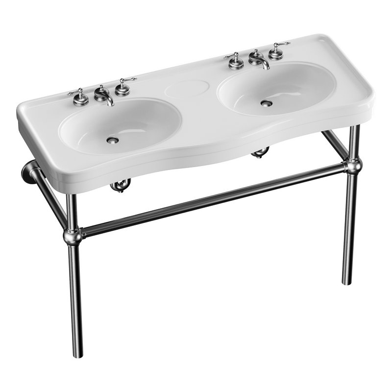 White Console Sink Double Deluxe with Black Nickel Bistro Legs - Image 3