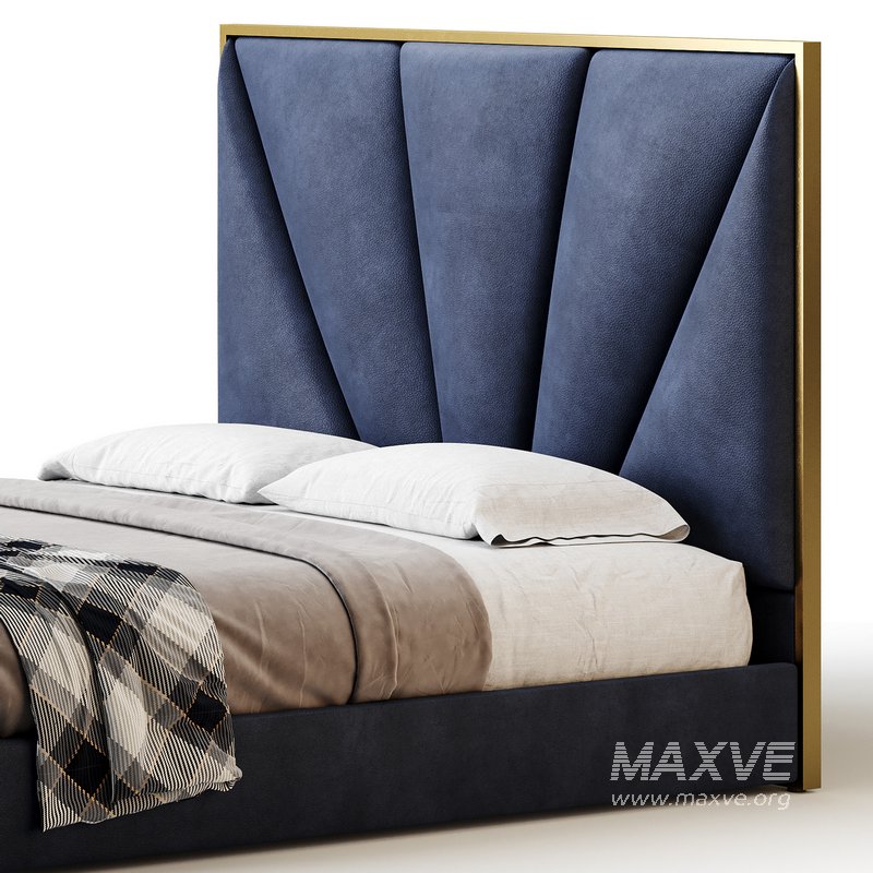 Royal Blue Upholstered Luxury King Size size Bed - Image 2
