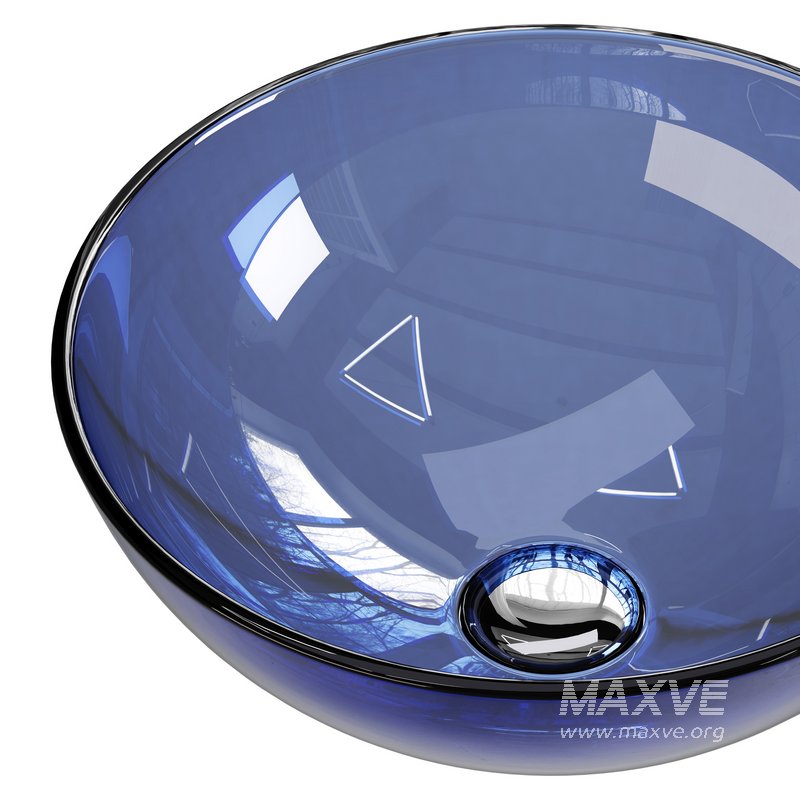 Blue Tempered Glass Vessel Sink - Image 3