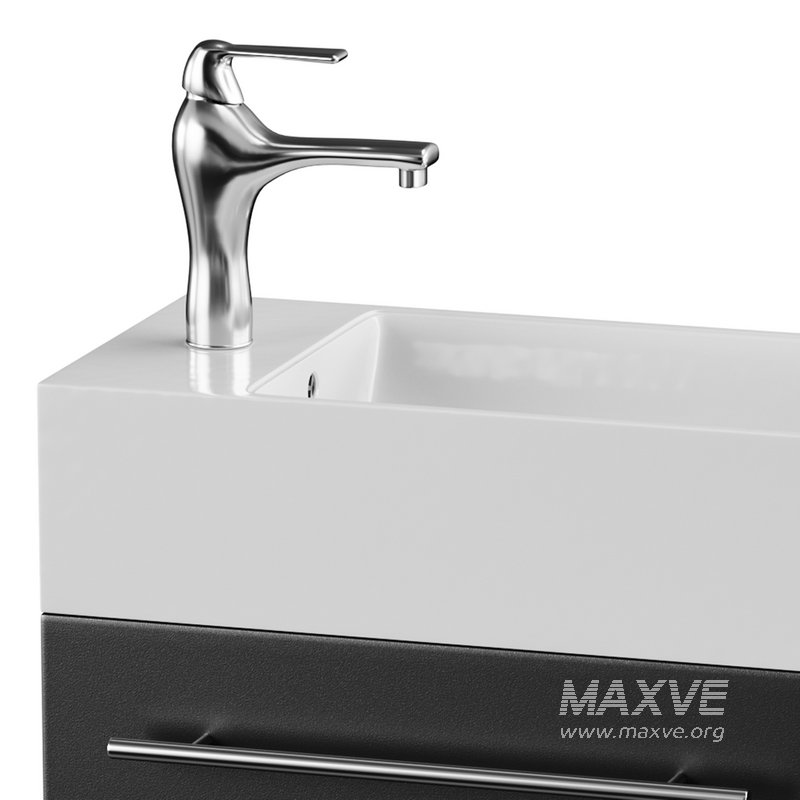 Small Wall Mounted Cabinet Vanity Bathroom Sink Cabinet Black - Image 4