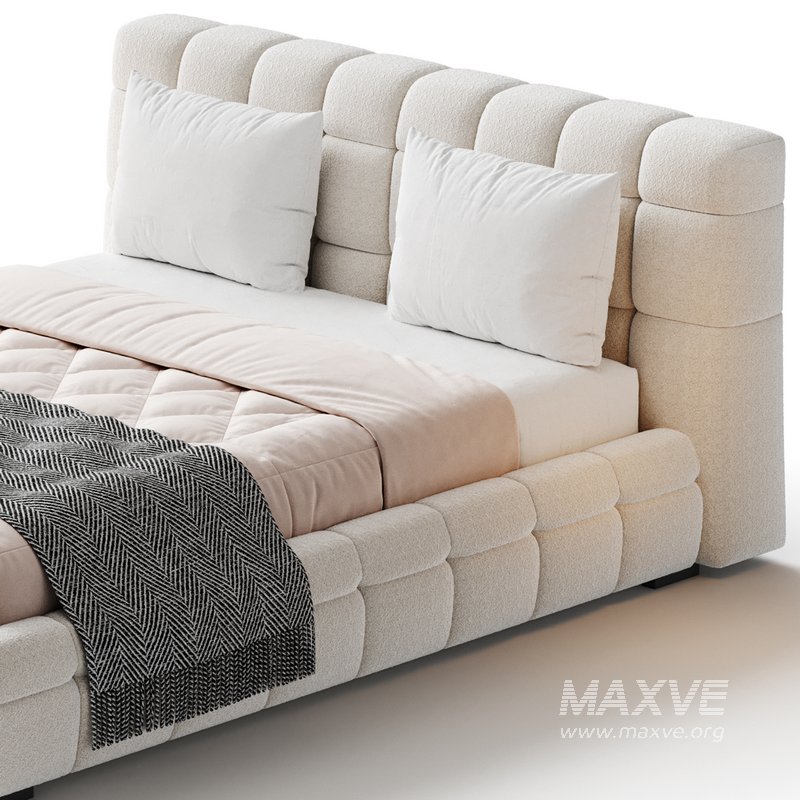 Addie White Boucle Minimalist Modern Bed - Image 5