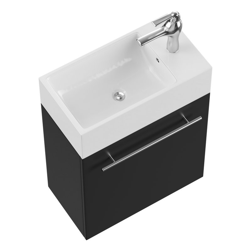 Small Wall Mounted Cabinet Vanity Bathroom Sink Cabinet Black - Image 3