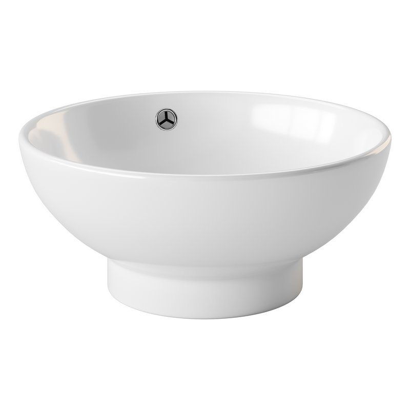 Round Countertop Vessel Bathroom Sink White with Overflow - Image 8