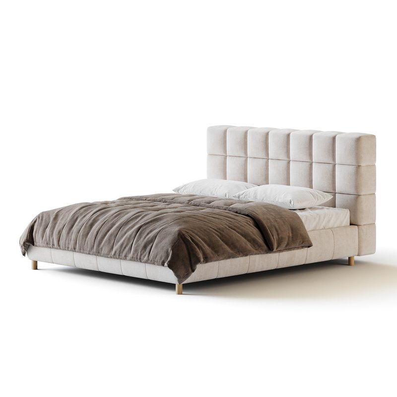 White-velvet-minimalist-bed - Image 2