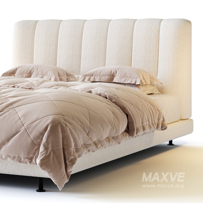 Dylan White Boucle Minimalist Bed Frame - Image 5