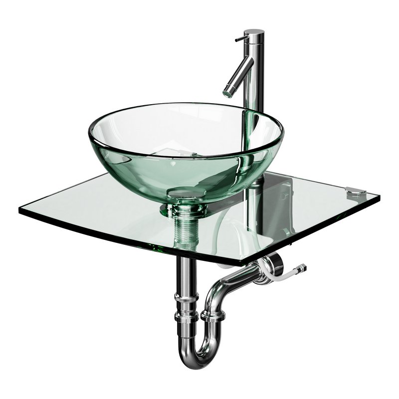 Unique Tempered Glass Wall Mount Vessel Sink - Image 3